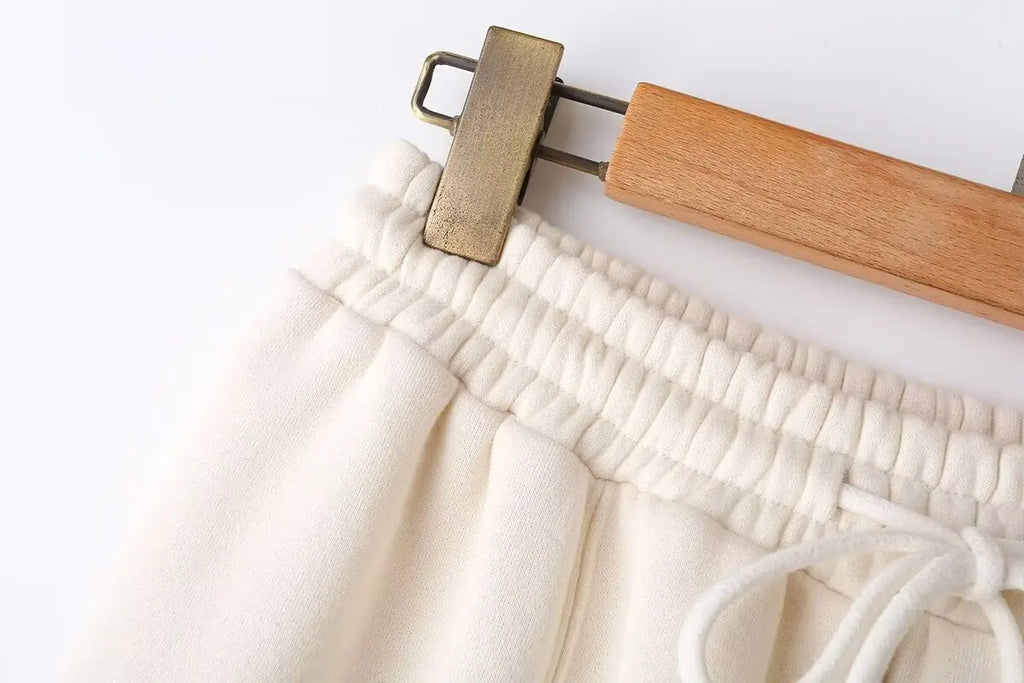 HH Women's Fall 2-Piece Retro Solid Color Zip Bomber Jacket Sweatshirt+High Waist Lace Up Women's Wide Leg Pants Street Wear